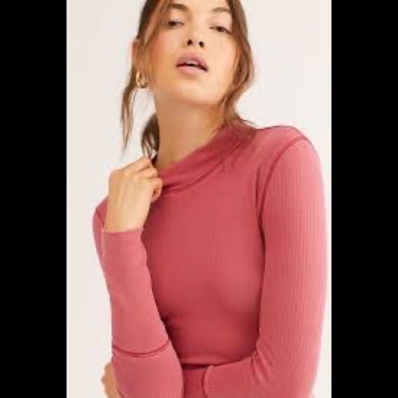 FREE PEOPLE intimately The Rickie Mock Neck Long Sleeve T-shirt small - Picture 1 of 5